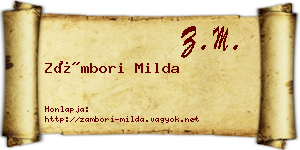 Zámbori Milda névjegykártya